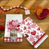 imageRed Love Vase Valentines Day Kitchen Towels Set of 2Heart Balloon Dish Hand Towels Holiday Anniversary Wedding Seasonal Decorations DD060