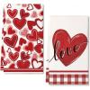 imageRed Buffalo Plaid Love Valentines Day Kitchen Towels Set of 2Heart Dish Hand Towels Holiday Anniversary Wedding Seasonal Decorations DD059