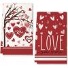 imageRed Love Valentines Day Kitchen Towels Set of 2Heart Tree Dish Hand Towels Holiday Anniversary Wedding Seasonal Decorations DD058