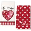 imageValentines Day Kitchen Towels Set of 2Red Love Heart Dish Hand Towels HolidayAnniversary Wedding Seasonal Decorations DD055