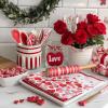 imagePink Love Vase Valentines Day Kitchen Towels Set of 2Heart Dish Hand Towels Holiday Anniversary Wedding Seasonal Decorations DD067