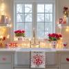 imagePink Love Vase Valentines Day Kitchen Towels Set of 2Heart Dish Hand Towels Holiday Anniversary Wedding Seasonal Decorations DD067