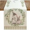 imageARKENY Happy Easter Table Runner 13x90 Inches Bunny Rabbit Leaf Floral Spring Holiday Farmhouse Buffalo Plaid Burlap Indoor Table Decorations for Home AT57390