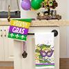 imageARKENY Mardi Gras Kitchen Towels Set of 2Green Fleur De Lis Eye Mask Dish Towels 18x26 Inch Drying DishclothFarmhouse Home Mardi Gras Carnival Seasonal Holiday Decorations AD194