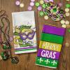 imageARKENY Mardi Gras Kitchen Towels Set of 2Green Fleur De Lis Eye Mask Dish Towels 18x26 Inch Drying DishclothFarmhouse Home Mardi Gras Carnival Seasonal Holiday Decorations AD194