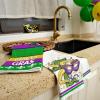 imageARKENY Mardi Gras Kitchen Towels Set of 2Green Fleur De Lis Eye Mask Dish Towels 18x26 Inch Drying DishclothFarmhouse Home Mardi Gras Carnival Seasonal Holiday Decorations AD194