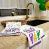 imageARKENY Mardi Gras Kitchen Towels Set of 2Purple Fleur De Lis Crayfish Dish Towels 18x26 Inch Drying DishclothFarmhouse Home Mardi Gras Carnival Seasonal Holiday Decorations AD193
