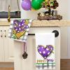 imageARKENY Mardi Gras Kitchen Towels Set of 2Purple Fleur De Lis White Polka dot Beads Dish Towels 18x26 Inch Drying DishclothFarmhouse Home Mardi Gras Carnival Seasonal Holiday Decorations AD192Purple Heart