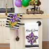 imageARKENY Mardi Gras Kitchen Towels Set of 2Purple Fleur De Lis White Polka dot Beads Dish Towels 18x26 Inch Drying DishclothFarmhouse Home Mardi Gras Carnival Seasonal Holiday Decorations AD192Purple Fleur De Lis