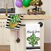 imageARKENY Mardi Gras Kitchen Towels Set of 2Purple Fleur De Lis White Polka dot Beads Dish Towels 18x26 Inch Drying DishclothFarmhouse Home Mardi Gras Carnival Seasonal Holiday Decorations AD192Green Fleur De Lis