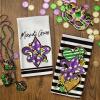 imageARKENY Mardi Gras Kitchen Towels Set of 2Purple Fleur De Lis White Polka dot Beads Dish Towels 18x26 Inch Drying DishclothFarmhouse Home Mardi Gras Carnival Seasonal Holiday Decorations AD192Purple Fleur De Lis