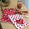 imageARKENY Mothers Day Kitchen Towels Set of 2Red Polka dot Heart I Love U Sign Dish Towels 18x26 Inch Drying DishclothFarmhouse Home Wedding Decoration AD173