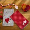 imageARKENY Valentines Day Kitchen Towels Set of 2Grey Red Watercolor Heart Dish Towels 18x26 Inch Drying DishclothFarmhouse Home Wedding Decoration AD185Red Heart