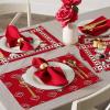 imageARKENY Valentines Day Red Floral Hearts Gnomes Placemats Set of 4 Indoor Decor for Dining Table Love Farmhouse Holiday Party Decoration AP226