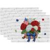 imageARKENY 4th of July Decorations Hydrangea Floral Placemats 12x18 Inches Memorial Day Patriotic Freedom Sign Place mats Independence Day Decor AP27818