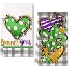 imageARKENY Mardi Gras Kitchen Towels Set of 2Purple Fleur De Lis White Polka dot Beads Dish Towels 18x26 Inch Drying DishclothFarmhouse Home Mardi Gras Carnival Seasonal Holiday Decorations AD192Green Heart