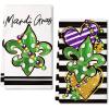 imageARKENY Mardi Gras Kitchen Towels Set of 2Purple Fleur De Lis White Polka dot Beads Dish Towels 18x26 Inch Drying DishclothFarmhouse Home Mardi Gras Carnival Seasonal Holiday Decorations AD192Green Fleur De Lis