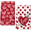 imageARKENY Mothers Day Kitchen Towels Set of 2Red Polka dot Heart I Love U Sign Dish Towels 18x26 Inch Drying DishclothFarmhouse Home Wedding Decoration AD173