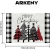 imageARKENY Merry Christmas Placemats 12x18 Inches Set of 6 Xmas Tree Seasonal Farmhouse Burlap Buffalo Plaid Indoor Kitchen Dining Table Decorations for Home Party AP1936