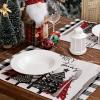 imageARKENY Merry Christmas Placemats 12x18 Inches Set of 6 Xmas Tree Seasonal Farmhouse Burlap Buffalo Plaid Indoor Kitchen Dining Table Decorations for Home Party AP1936