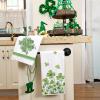 imageARKENY St Patricks Day Green Stripe Kitchen Towels Dish Towels St Patricks Day Decorations for Home Dcor Ultra Absorbent Bar Drying Cloth 18x26 Inch Hand Towel for Cooking Set of 2