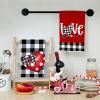 imageARKENY Valentine Day Kitchen Towels Black Buffalo Plaid Check Bowknot Dish Towels 18x26 Inch Ultra Absorbent Wedding Drying Cloth Love Sign Hand Towel for Valentine Decorations Set of 2