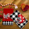 imageARKENY Valentine Day Kitchen Towels Black Buffalo Plaid Check Bowknot Dish Towels 18x26 Inch Ultra Absorbent Wedding Drying Cloth Love Sign Hand Towel for Valentine Decorations Set of 2