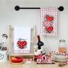 imageARKENY Valentine Day Kitchen Towels Set of 2Pink Buffalo Plaid Red Polka dot Heart Eucalyptus Dish Towels 18x26 Inch Drying DishclothFarmhouse Home Wedding Decoration AD170