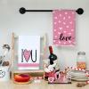 imageARKENY Valentines Day Kitchen Towels Set of 2Pink Heart I Love U Sign Dish Towels 18x26 Inch Drying DishclothFarmhouse Home Wedding Decoration AD150Pink I Love U