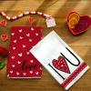 imageARKENY Valentines Day Kitchen Towels Set of 2Pink Heart I Love U Sign Dish Towels 18x26 Inch Drying DishclothFarmhouse Home Wedding Decoration AD150Red I Love U