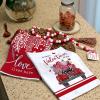 imageARKENY Valentines Day Kitchen Towels Set of 2Red Buffalo Plaid Truck Love Leaves Dish Towels 18x26 Inch Drying DishclothFarmhouse Home Wedding Decoration AD167