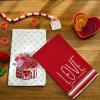 imageARKENY Valentines Day Kitchen Towels Set of 2Red Flower Vase Eucalyptus Leaves Love Sign Dish Towels 18x26 Inch Drying DishclothFarmhouse Home Wedding Decoration AD182