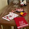 imageARKENY Valentines Day Kitchen Towels Set of 2Red Heart Cat Dish Towels 18x26 Inch Drying DishclothFarmhouse Home Wedding Decoration AD165