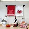 imageARKENY Valentines Day Kitchen Towels Set of 2Red Polka dot Heart Eucalyptus Leaves Dish Towels 18x26 Inch Drying DishclothFarmhouse Home Wedding Decoration AD181