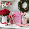 imagePink I Love U Valentines Day Kitchen Towels Set of 2Heart Dish Hand Towels Holiday Anniversary Wedding Seasonal Decorations DD062