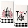 imageARKENY Christmas Kitchen Towels Set of 2Black Buffalo Plaid Xmas Tree Dish Towels 18x26 Inch Drying DishclothFarmhouse Home Decoration AD008Pink