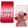 imageARKENY Mothers Day Kitchen Towels Set of 2Pink Rose Love Vase Dish Towels 18x26 Inch Drying DishclothFarmhouse Home Wedding Decoration AD177