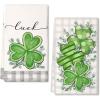 imageARKENY St Patricks Day Polka dot Shamrock Kitchen Towels Dish Towels St Patricks Day Decorations for Home Dcor Drying Cloth Luck Sign 18x26 Inch Hand Towel for Cooking Set of 2