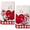 imageARKENY Valentines Day Kitchen Towels Red Heart Dish Towels 18x26 Inch Ultra Absorbent Wedding Drying Cloth Gnome Sign Hand Towel for Valentine Decorations Set of 2