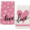 imageARKENY Valentines Day Kitchen Towels Set of 2Black Heart Love Sign Dish Towels 18x26 Inch Drying DishclothFarmhouse Home Wedding Decoration AD153Pink Love