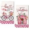 imageARKENY Valentines Day Kitchen Towels Set of 2Pink Flower Vase Happy Valentines Sign Dish Towels 18x26 Inch Drying DishclothFarmhouse Home Wedding Decoration AD168