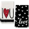 imageARKENY Valentines Day Kitchen Towels Set of 2Pink Heart I Love U Sign Dish Towels 18x26 Inch Drying DishclothFarmhouse Home Wedding Decoration AD150Black I Love U