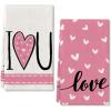 imageARKENY Valentines Day Kitchen Towels Set of 2Pink Heart I Love U Sign Dish Towels 18x26 Inch Drying DishclothFarmhouse Home Wedding Decoration AD150Pink I Love U
