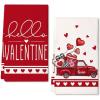 imageARKENY Valentines Day Kitchen Towels Set of 2Red Buffalo Plaid Heart Truck Dish Towels 18x26 Inch Drying DishclothFarmhouse Home Wedding Decoration AD166
