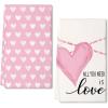 imageARKENY Valentines Day Kitchen Towels Set of 2Red Heart Love Dish Towels 18x26 Inch Drying DishclothFarmhouse Home Decoration AD133Pink