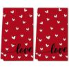 imageARKENY Valentines Day Kitchen Towels Set of 2Red Heart Love Dish Towels 18x26 Inch Drying DishclothFarmhouse Home Wedding Decoration AD148