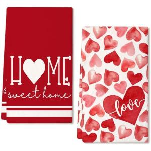 imageARKENY Mothers Day Kitchen Towels Set of 2Pink Heart Sweet Home Sign Dish Towels 18x26 Inch Drying DishclothFarmhouse Home Wedding Decoration AD175