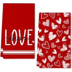 imageARKENY Mothers Day Kitchen Towels Set of 2White Heart Love Forever Sign Dish Towels 18x26 Inch Drying DishclothFarmhouse Home Wedding Decoration AD172