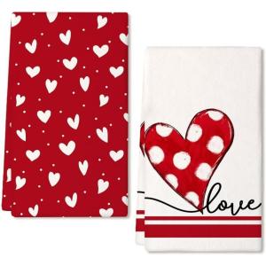 imageARKENY Mothers Day Kitchen Towels Set of 2White Heart Love Sign Dish Towels 18x26 Inch Drying DishclothFarmhouse Home Wedding Decoration AD183