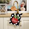 imageARKENY Christmas Dish Towels for Christmas Decor White Polka dot Xmas Kitchen Towels 18x26 Inch Red Bell Washcloths Seasonal Merry Christmas Hand Towel for Cooking Set of 2 AD024